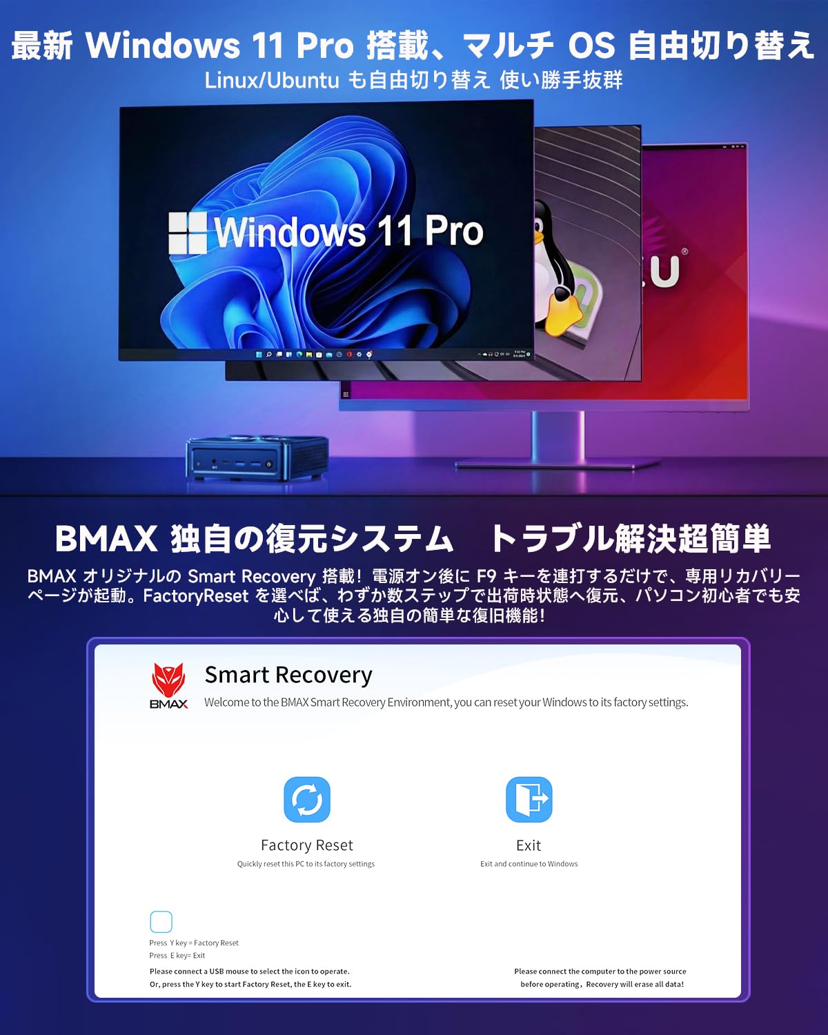 Amazon.co.jp: 【BMAX史上最強のミニPC】インテル第14世代 Core Ultra7
